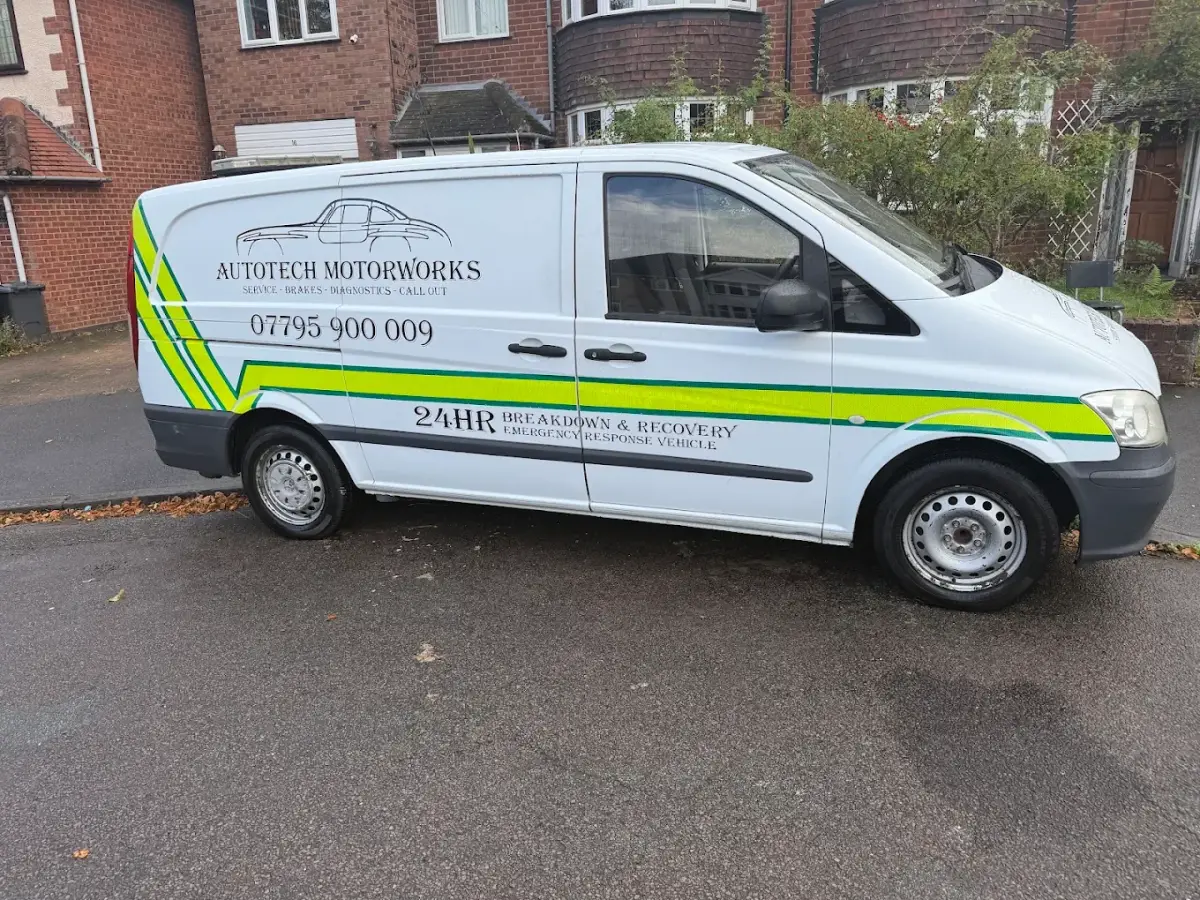 The Autotech Motorworks mobile mechanic van, fully liveried and equipped for callouts across Birmingham and the West Midlands